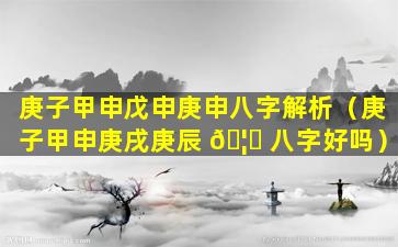 庚子甲申戊申庚申八字解析（庚子甲申庚戌庚辰 🦅 八字好吗）